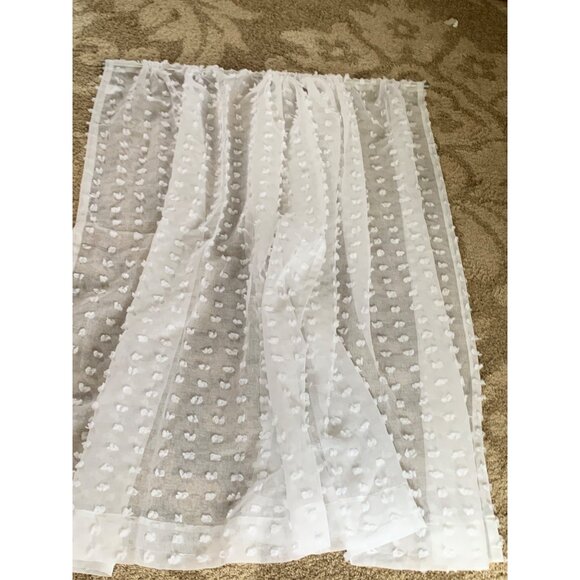 White Sheer Curtain Panels with Polka Dot Design set of 2 Panels 56Wx63L - Picture 4 of 7